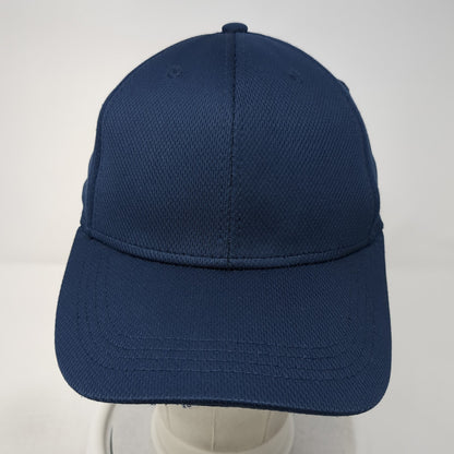 Athletic Works Fitted Hat Blue Medium Solid Vent Holes Stretch Blank