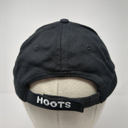 Hoots Strapback Hat Black One Size Adjustable Embroidered 6 Panel Cotton APC