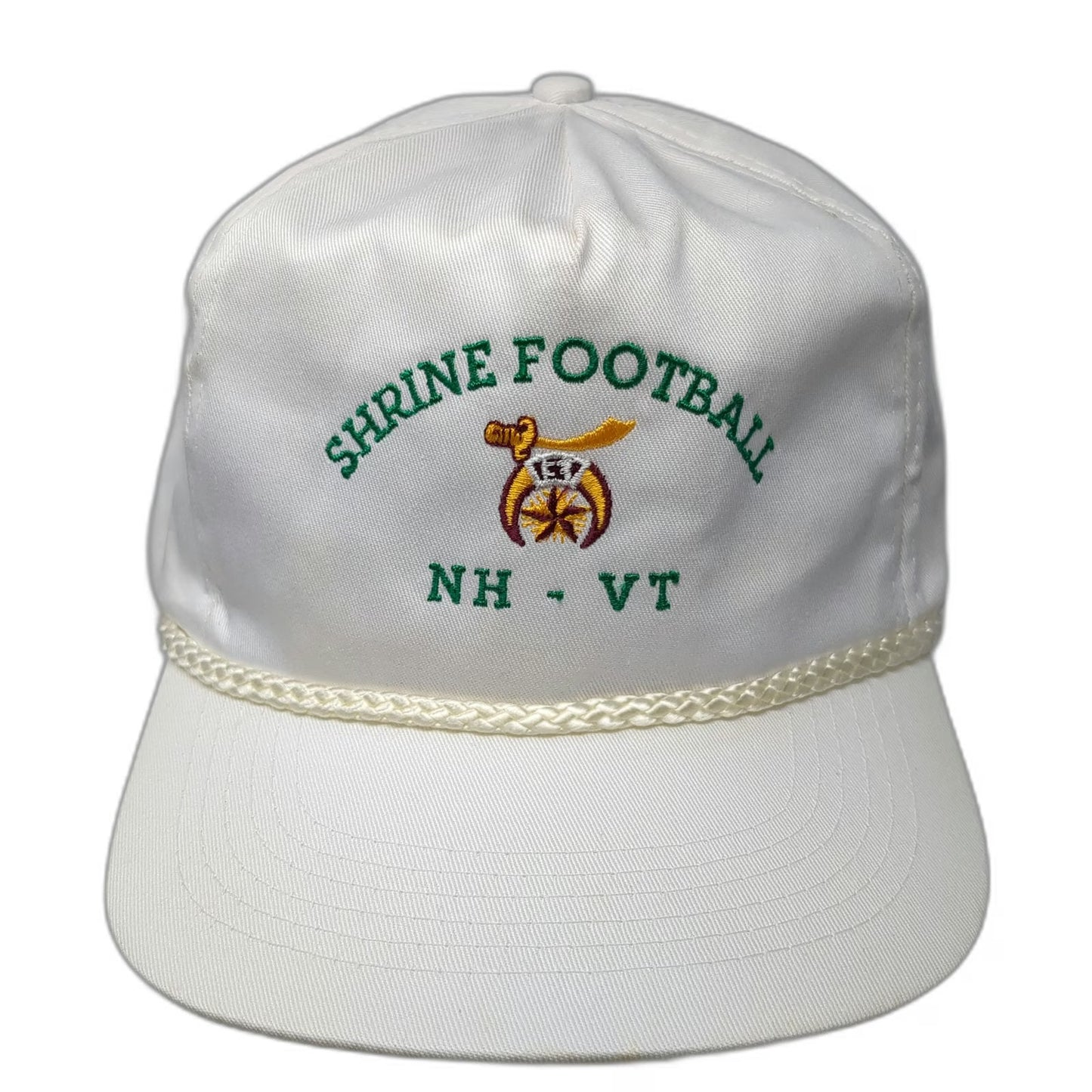 Four Seasons Trucker White One Size Hat Shrine Football NH VT Rope Snapback