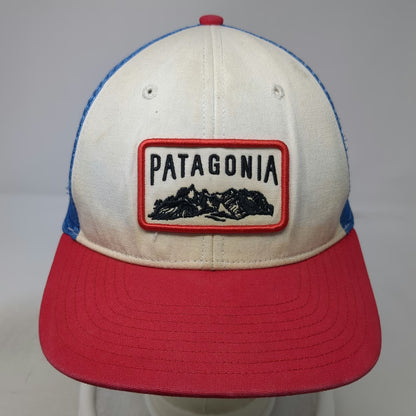 Patagonia Trucker Hat White Red Blue One Size Mesh Snapback Mountain Patch