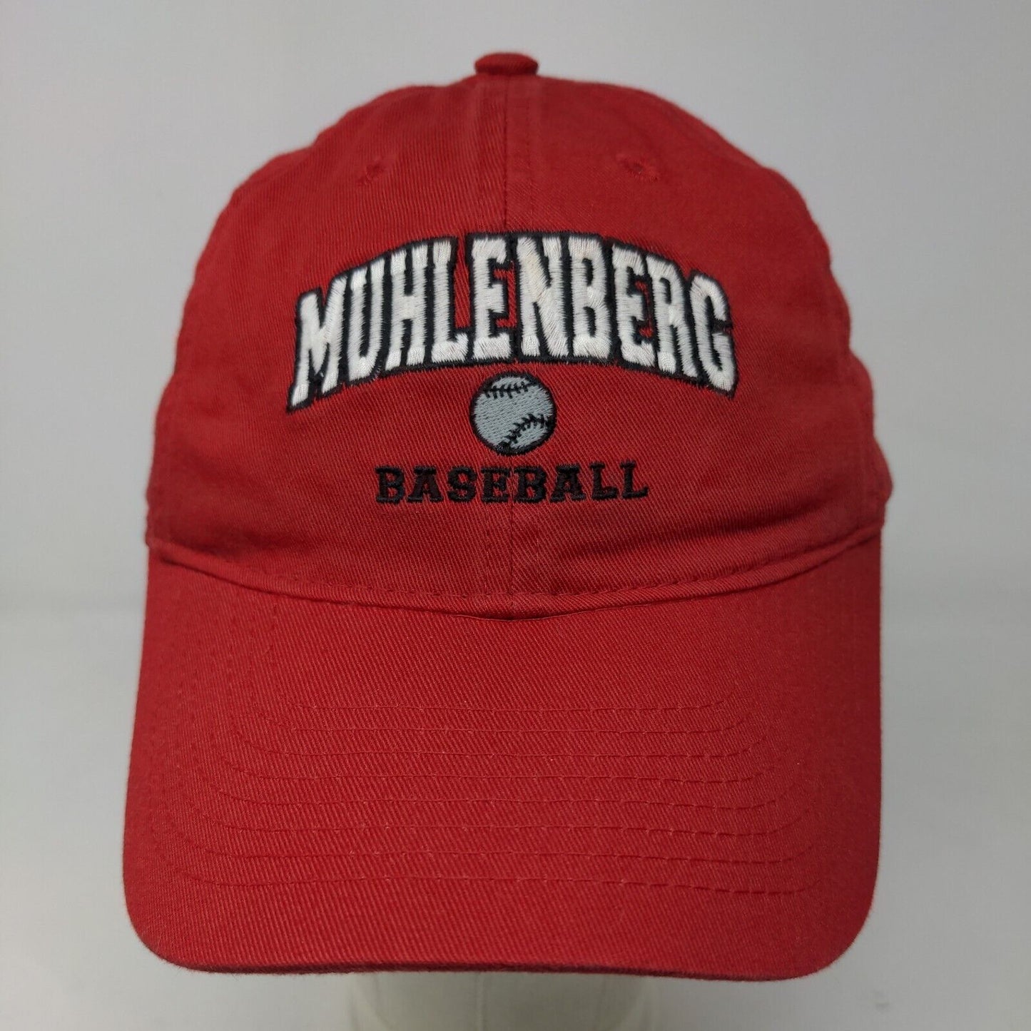 Legacy Men's Slideback Hat Red Embroidered Muhlenberg Baseball Logo Cotton