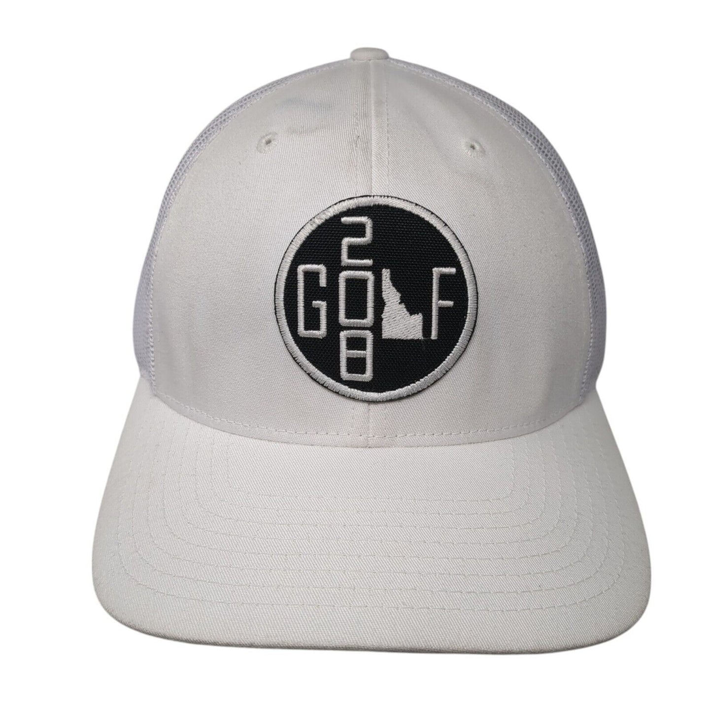 Golf 208 Strapback Hat White OS Adjustable Embroidered Mesh Back Richardson