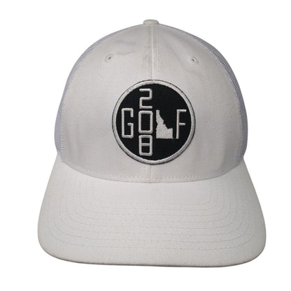 Golf 208 Strapback Hat White OS Adjustable Embroidered Mesh Back Richardson