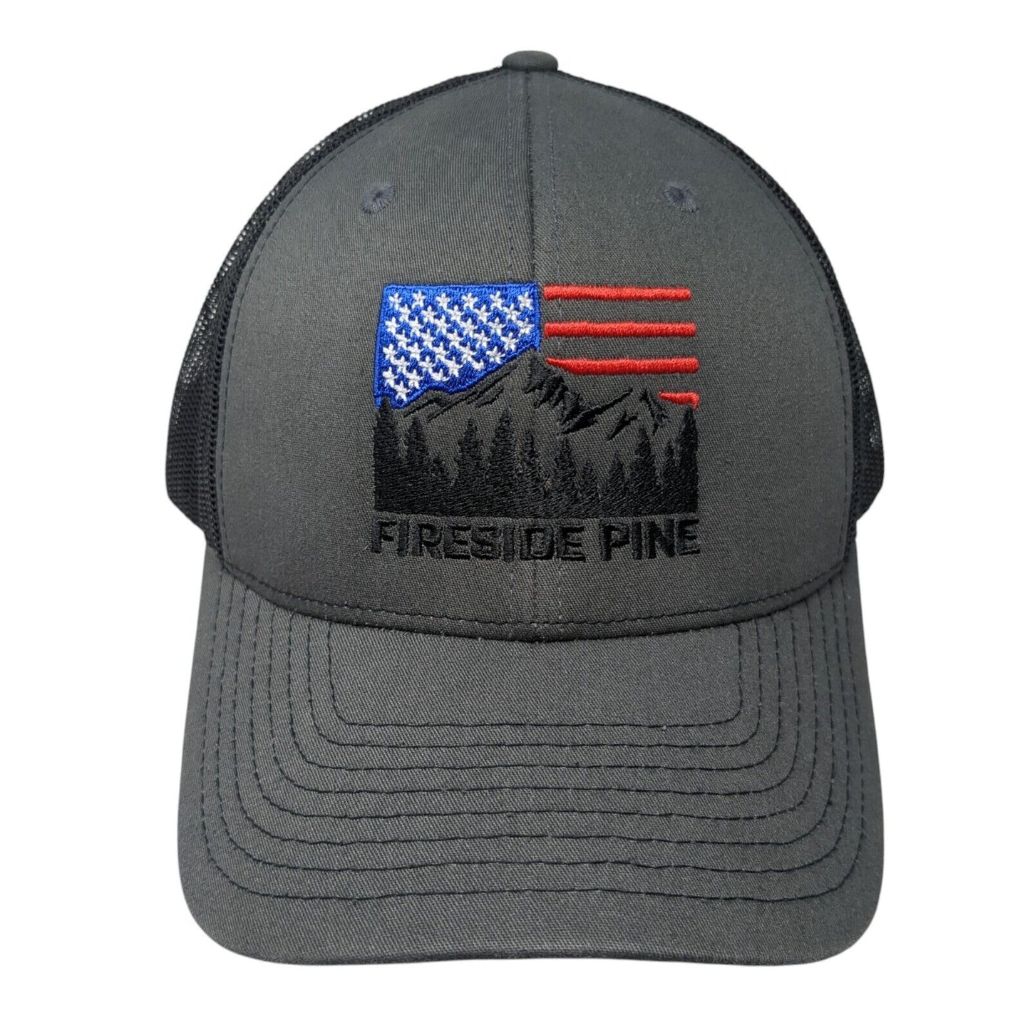 Fireside Pine USA Flag Snapback Trucker Hat Gray One Size Mesh Back