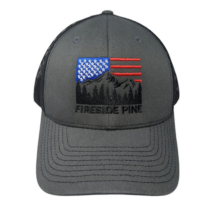 Fireside Pine USA Flag Snapback Trucker Hat Gray One Size Mesh Back