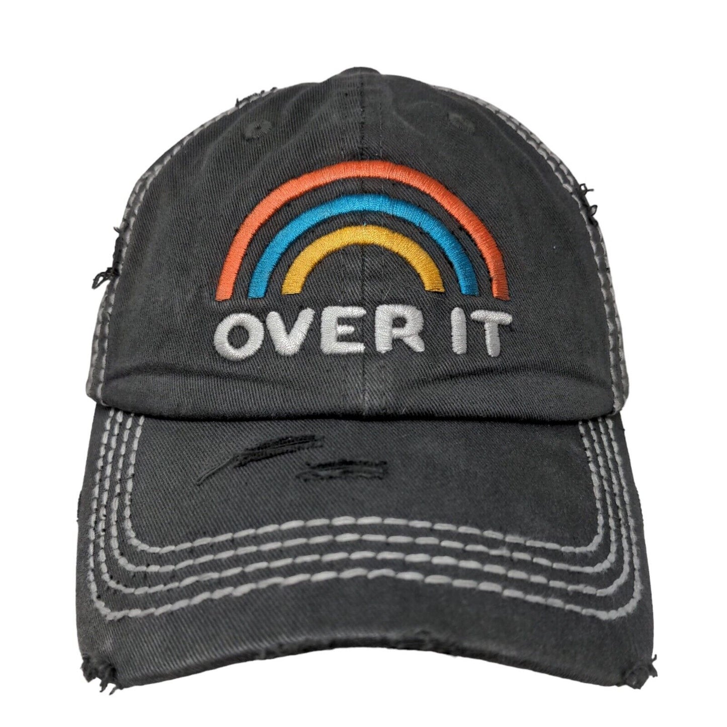 KB Ethos Men's Strapback Hat Gray Adjustable Embroidered Over It Rainbow Logo