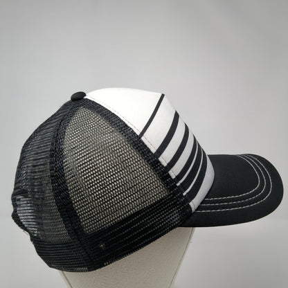 ROXY Snapback Trucker Hat Black One Size Adjustable Striped 6 Panel Mesh Back