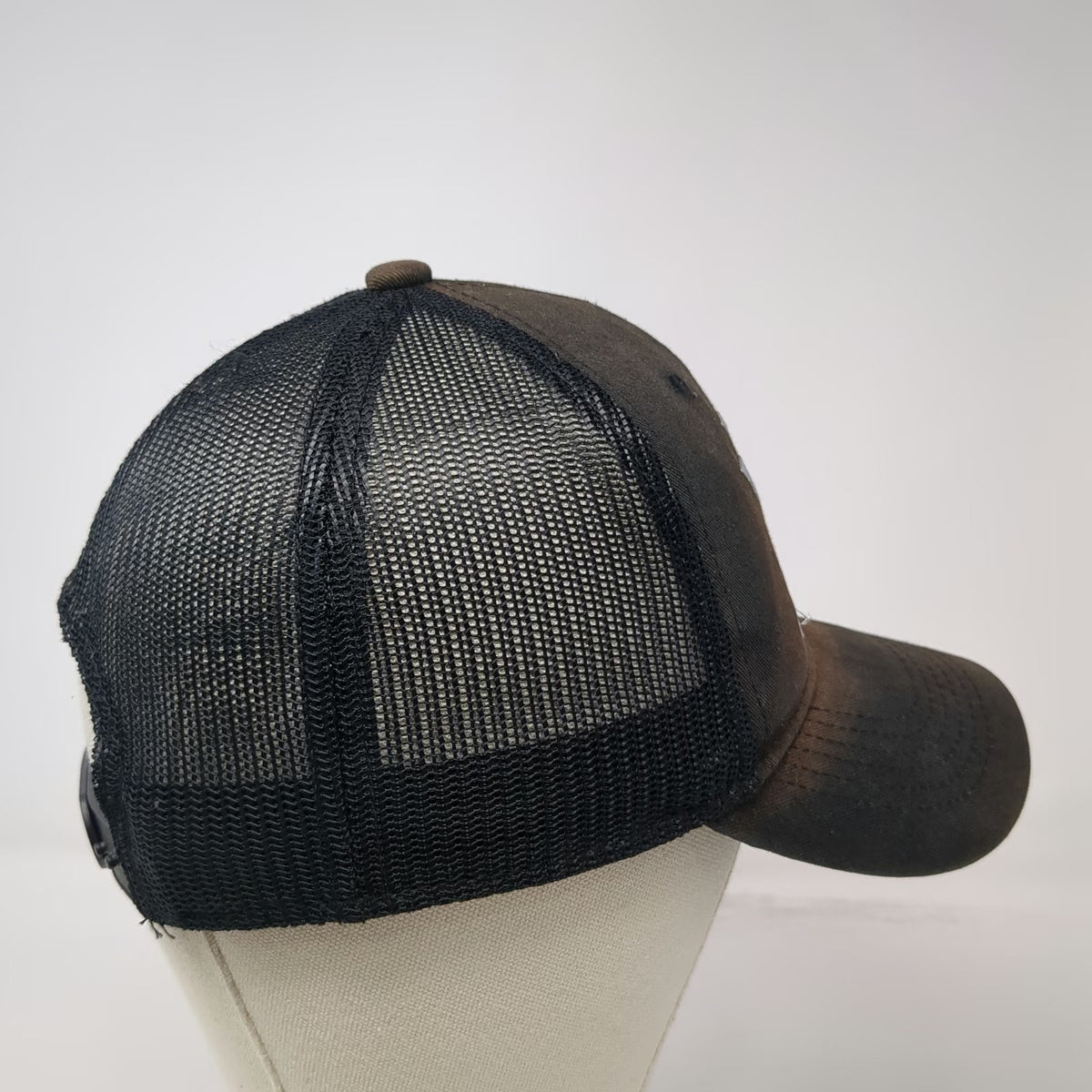 Vortex Trucker Hat Black One Size Mesh Back Snapback Distressed Logo Outdoor