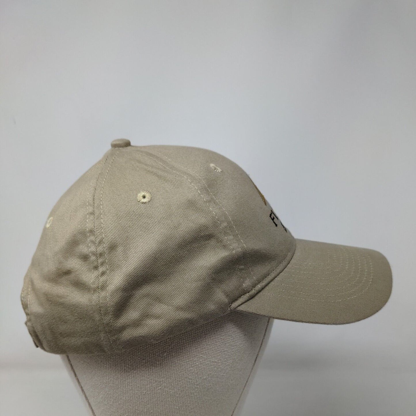 Florida Bank Strapback Hat Tan OSFA Adjustable Embroidered Vented Holes KC