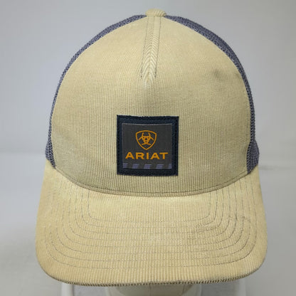 Ariat Trucker Hat Beige One Size Corduroy Mesh Snapback Gold Logo Flexfit 110