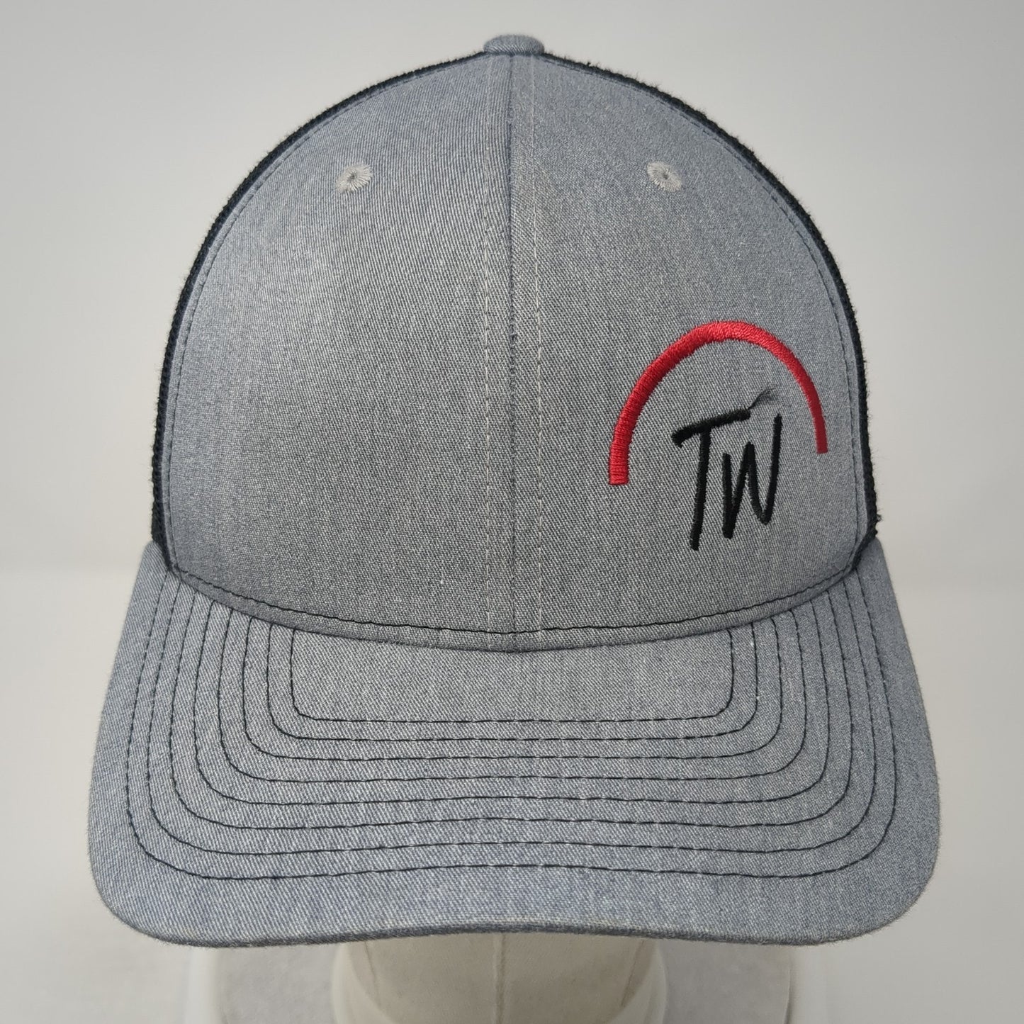 TW Snapback Mesh Back Trucker Hat Gray One Size Embroidered Logo