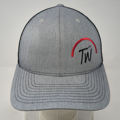 TW Snapback Mesh Back Trucker Hat Gray One Size Embroidered Logo