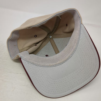 Flexfit Baseball Cap Beige Red One Size Mascot Logo Contrast Brim Sports Hat