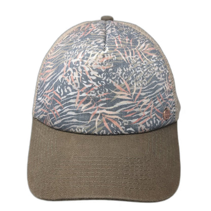 Kooringal Trucker Hat Brown One Size Mesh Snapback Tropical Animal Print Palm