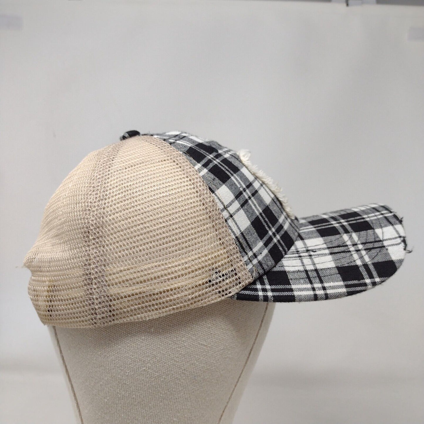 I Run On Caffeine Chaos And Cuss Words Trucker Hat Multi One Size Plaid