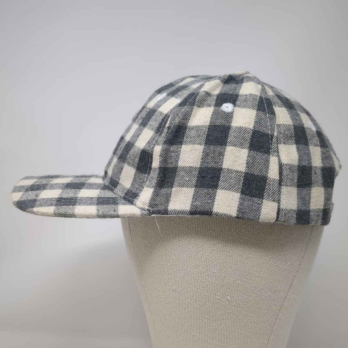 COCUS POCUS Baseball Cap Gray Black One Size Buffalo Check Plaid Slideback Hat