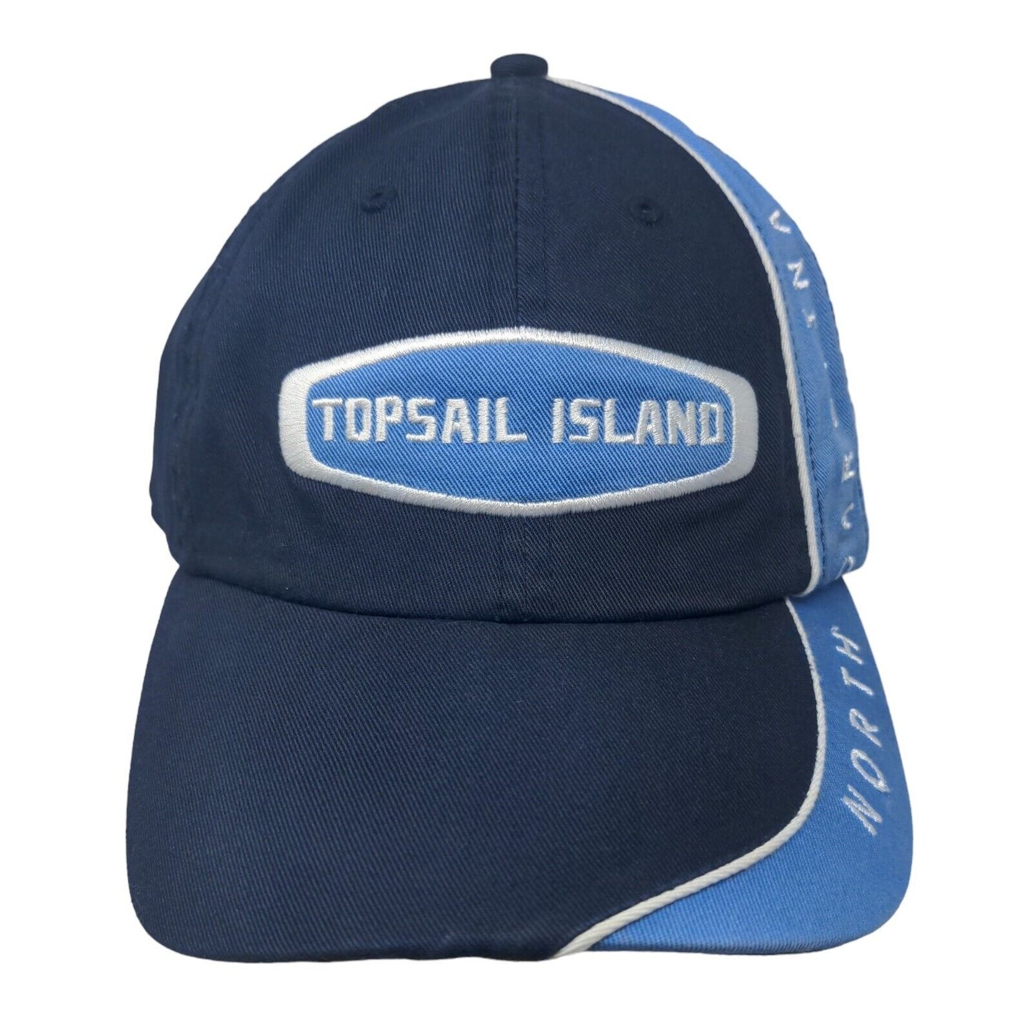 Topsail Island North Carolina Strapback Hat Blue OSFA Embroidered Bio-Domes