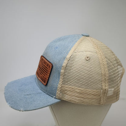 Trucker Hat Blue One Size Snapback Mesh Try That In A Small Town Leather Patch