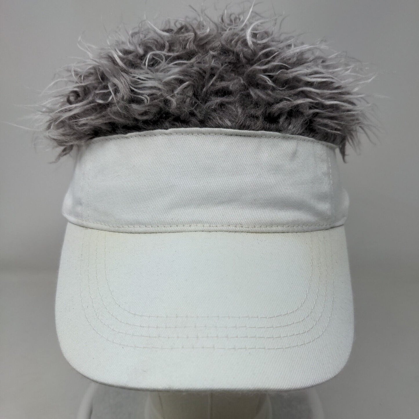 Flair Hair Strapback Sun Visor Hat Hair Wig White One Size Adjustable