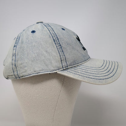 Adidas Baseball Cap Blue One Size Denim Trefoil Logo Slideback Acid Wash Hat