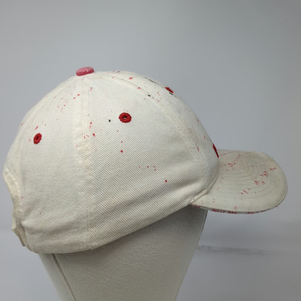 Design Dynamix Bully Dog Logo Baseball Cap Beige One Size Paint Splatter Hat