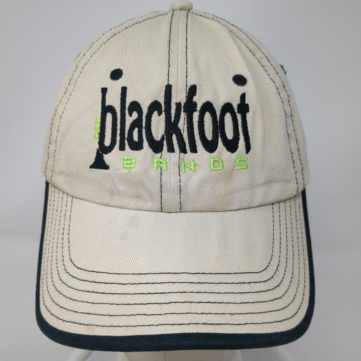 Port Authority Baseball Cap Beige OSFM Blackfoot Bands Trumpet Music Blue Hat