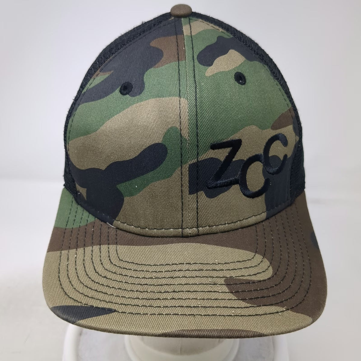 New Era Trucker Hat Green Camo One Size Mesh Snapback ZCC 9FIFTY Flat Brim