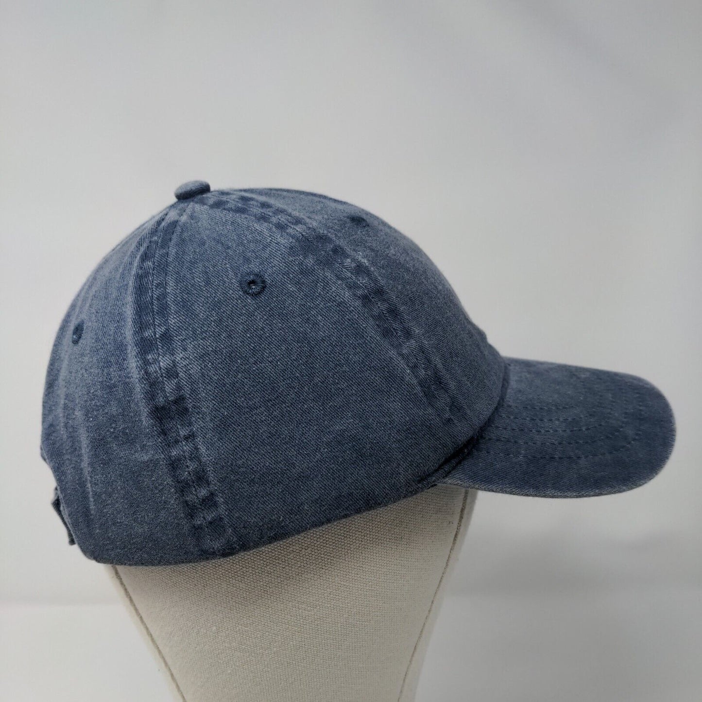 Unbranded Strapback Hat Blue OSFM Adjustable Vented Holes 6 Panel Denim Blank