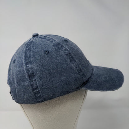 Unbranded Strapback Hat Blue OSFM Adjustable Vented Holes 6 Panel Denim Blank
