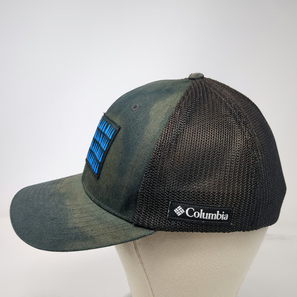 Columbia Baseball Cap Black One Size Mesh Back Distressed Pine Tree Flag Hat