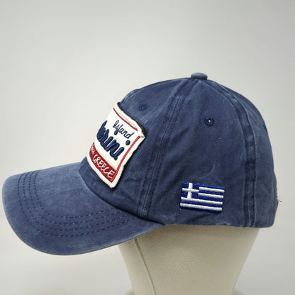 Blue Baseball Cap One Size Santorini Greece Patch Greek Flag Strapback Hat