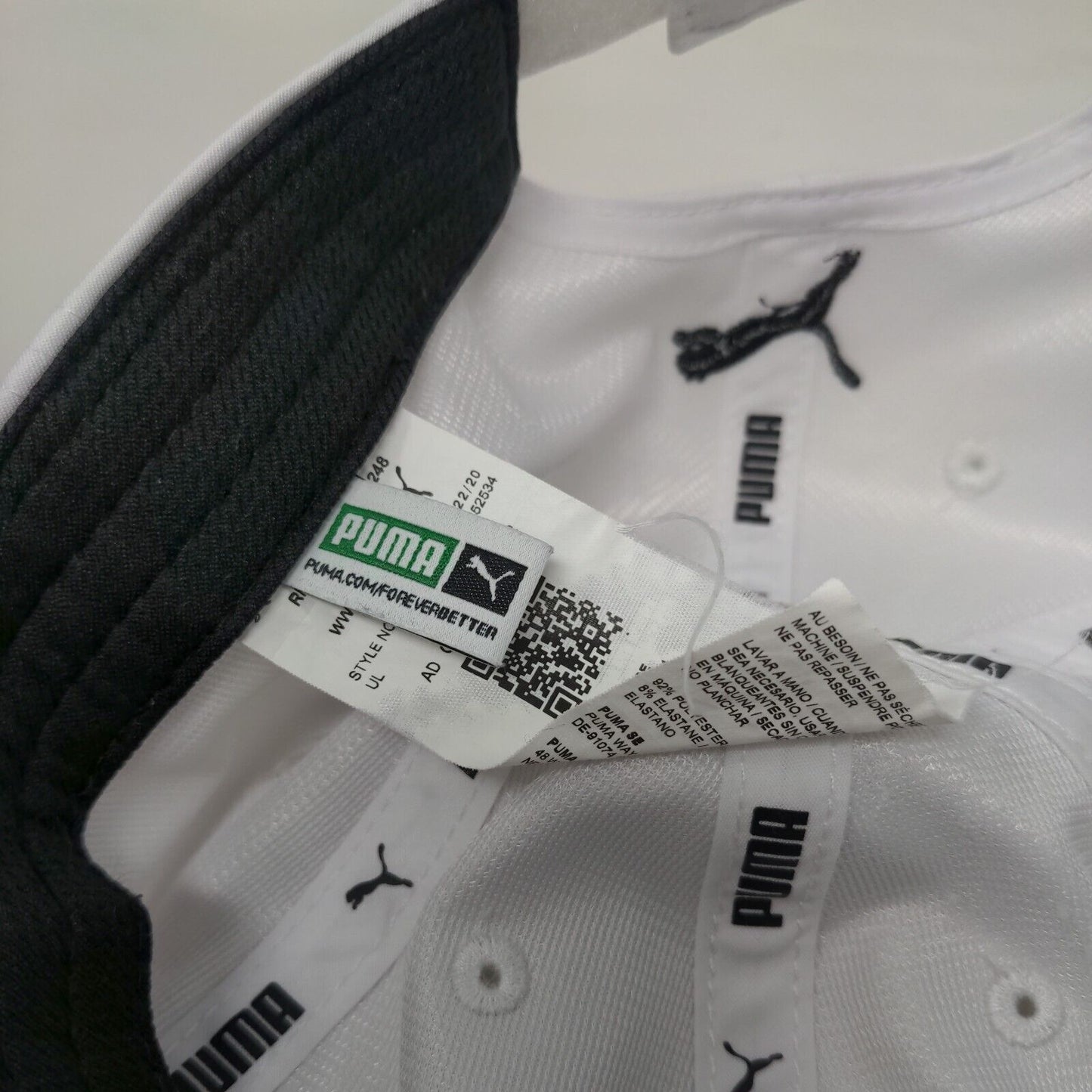 PUMA Strapback Hat White One Size Adjustable Embroidered Logo Vented Holes