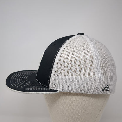 Letter N Fitted Mesh Back Trucker Hat Black 7 3/8 Stretch Colorblock