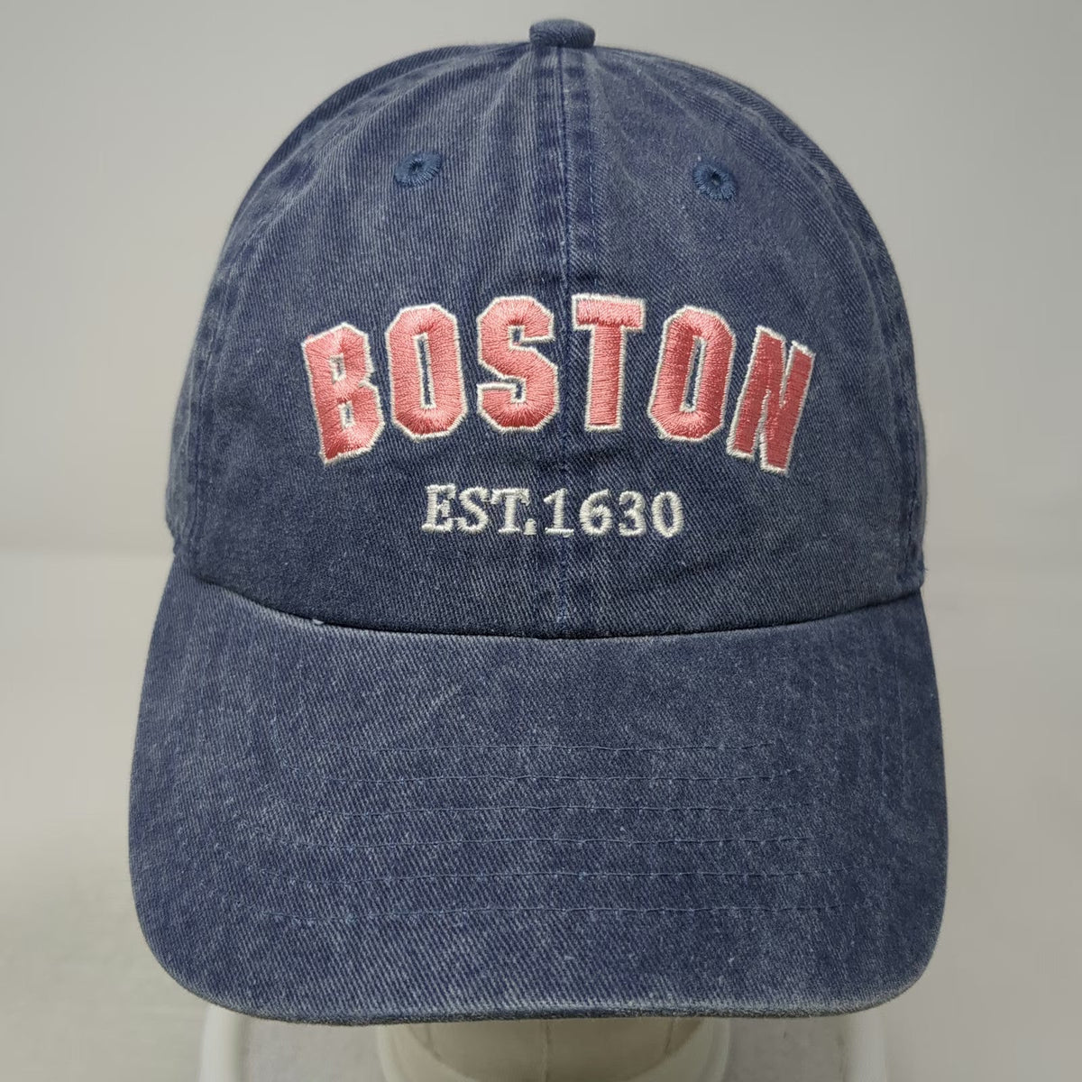 Bay State Apparel Baseball Cap Blue Red White One Size Washed Cotton Boston Hat