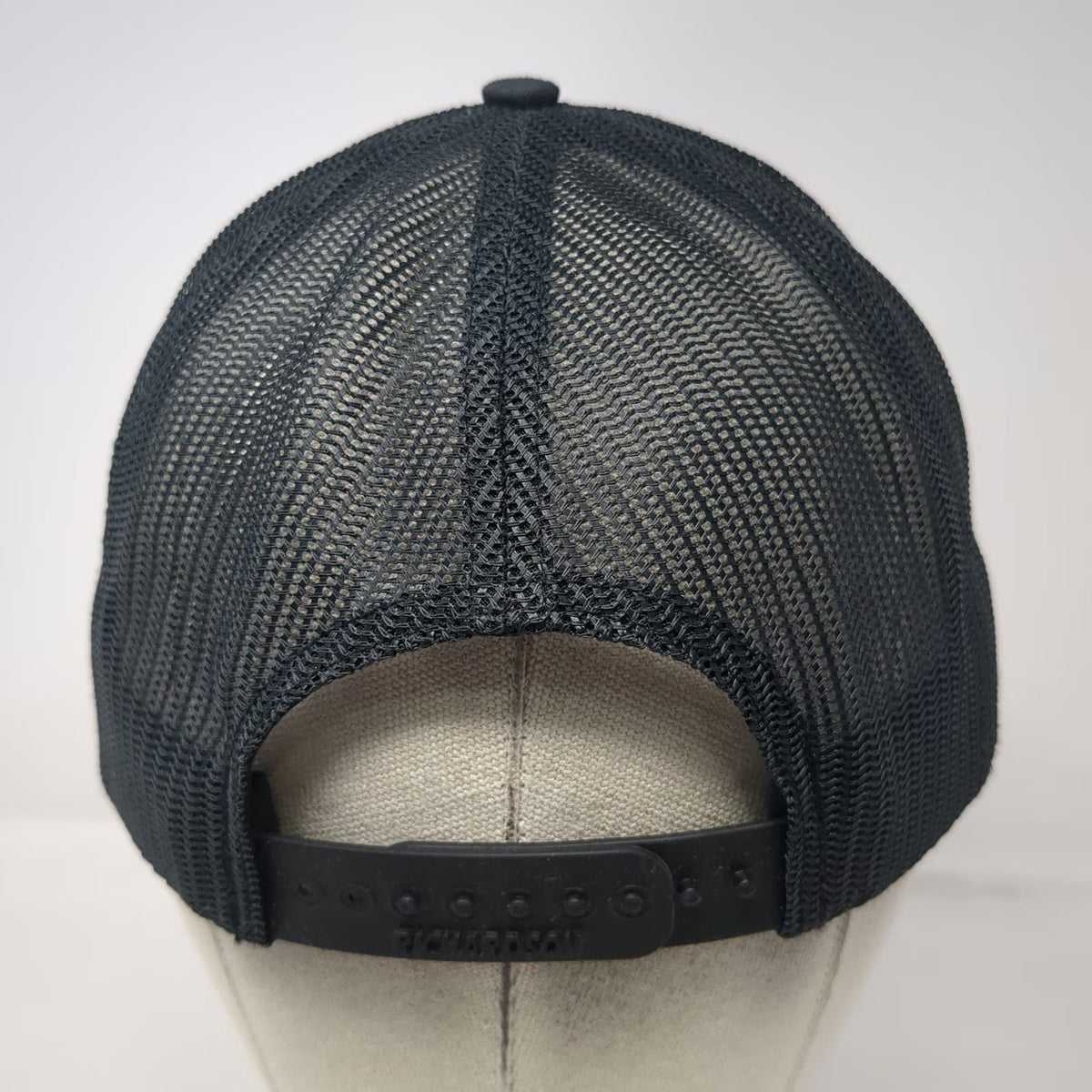 Richardson Trucker Hat Black L Mesh Snapback Simpson Strong-Tie Side Patch Logo