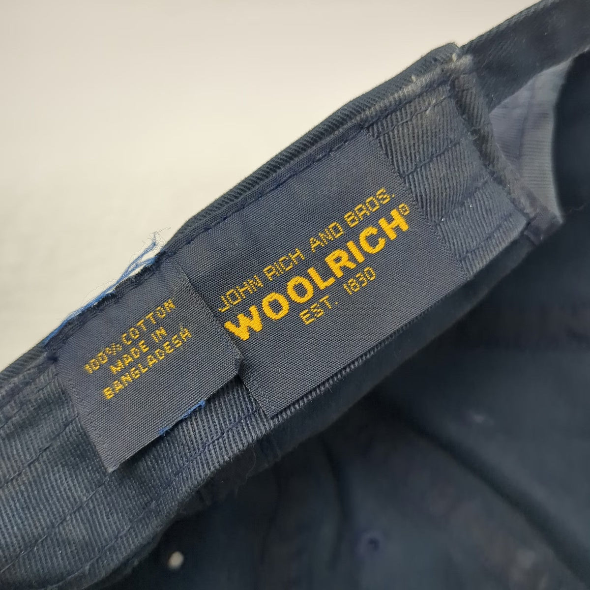 Woolrich Baseball Cap Blue Gold One Size Slideback Cotton Strap Curved Brim Hat