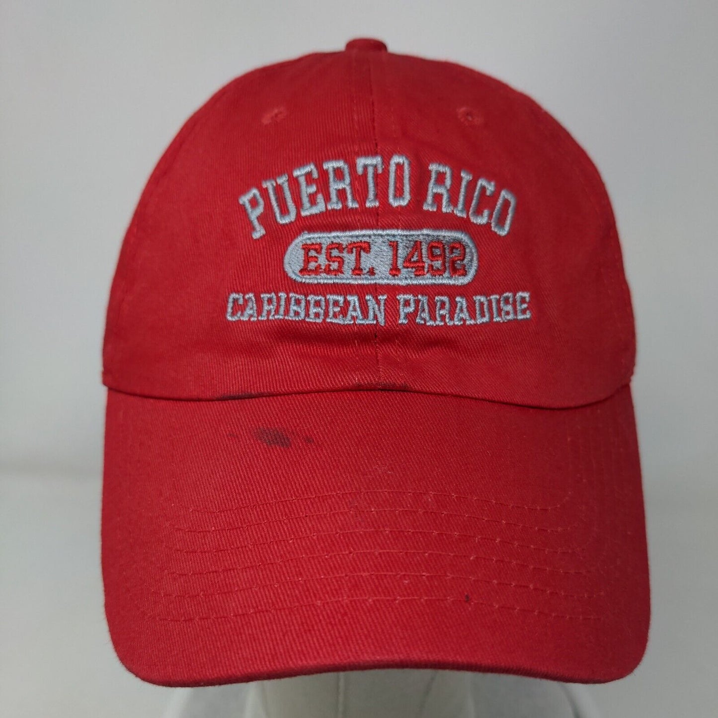 Puerto Rico Caribbean Paradise Slideback Hat Red One Size Embroidered
