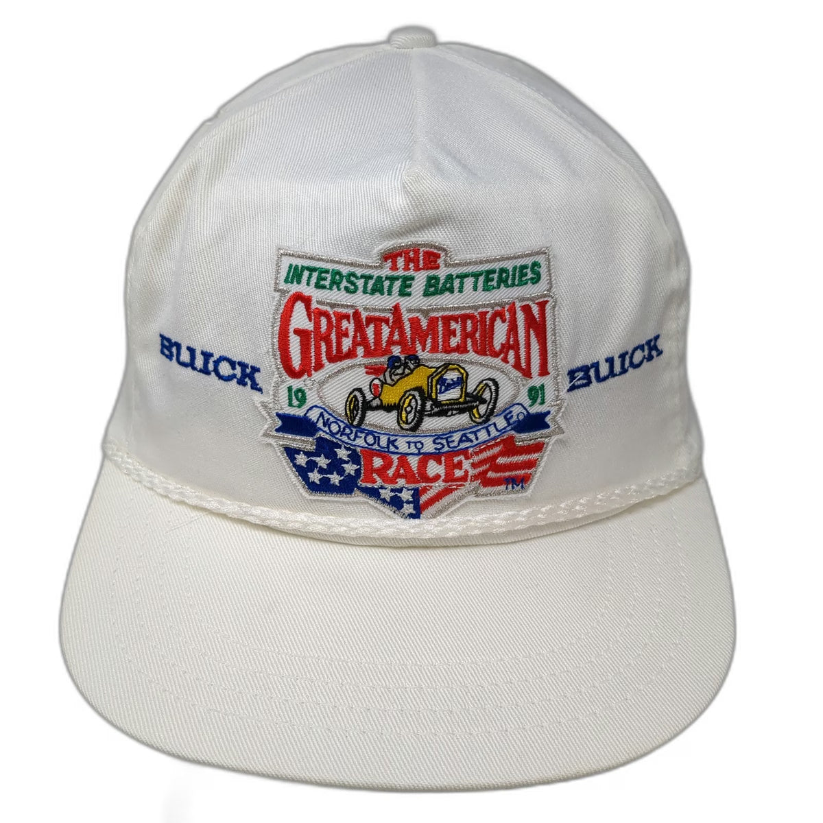 Great Race Ltd 5 Panel White OS Great American Race 1991 Buick Rope Hat Vintage