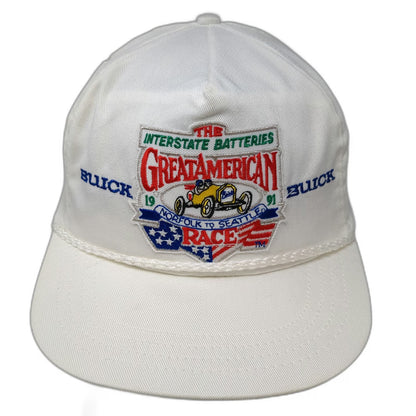 Great Race Ltd 5 Panel White OS Great American Race 1991 Buick Rope Hat Vintage