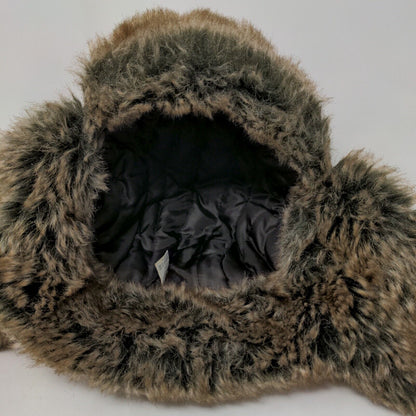 Unbranded Men's Trapper Hat Brown Check 57/M Vegan Fur Lining 100% Polyester