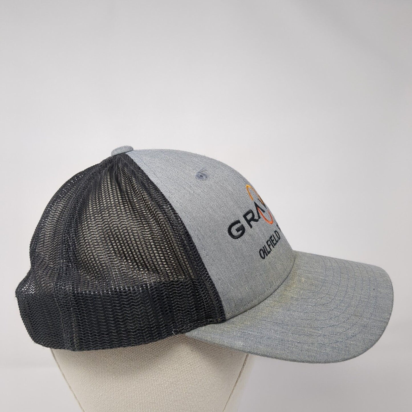 Gravity Oilfield Services Snapback Trucker Hat Gray M/L Mesh Back Richardson