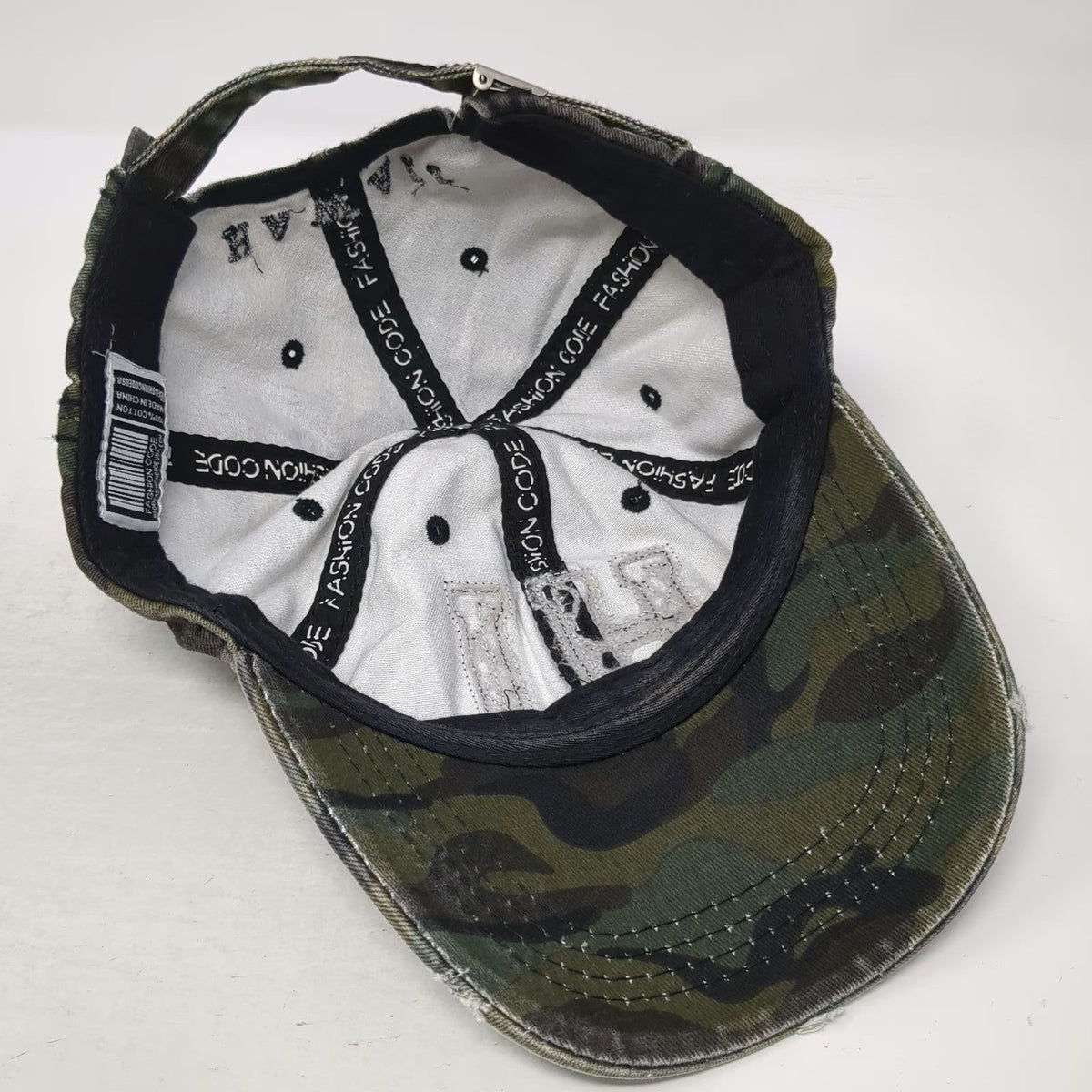 Fashion Code Hawaii Baseball Cap Green Camo HI Distressed Hat One Size Slide