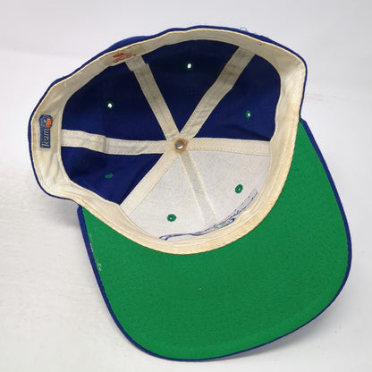 New Era Cap Blue Fitted Green Underbrim NFL Seahawks Logo Hat Vintage Pro Model