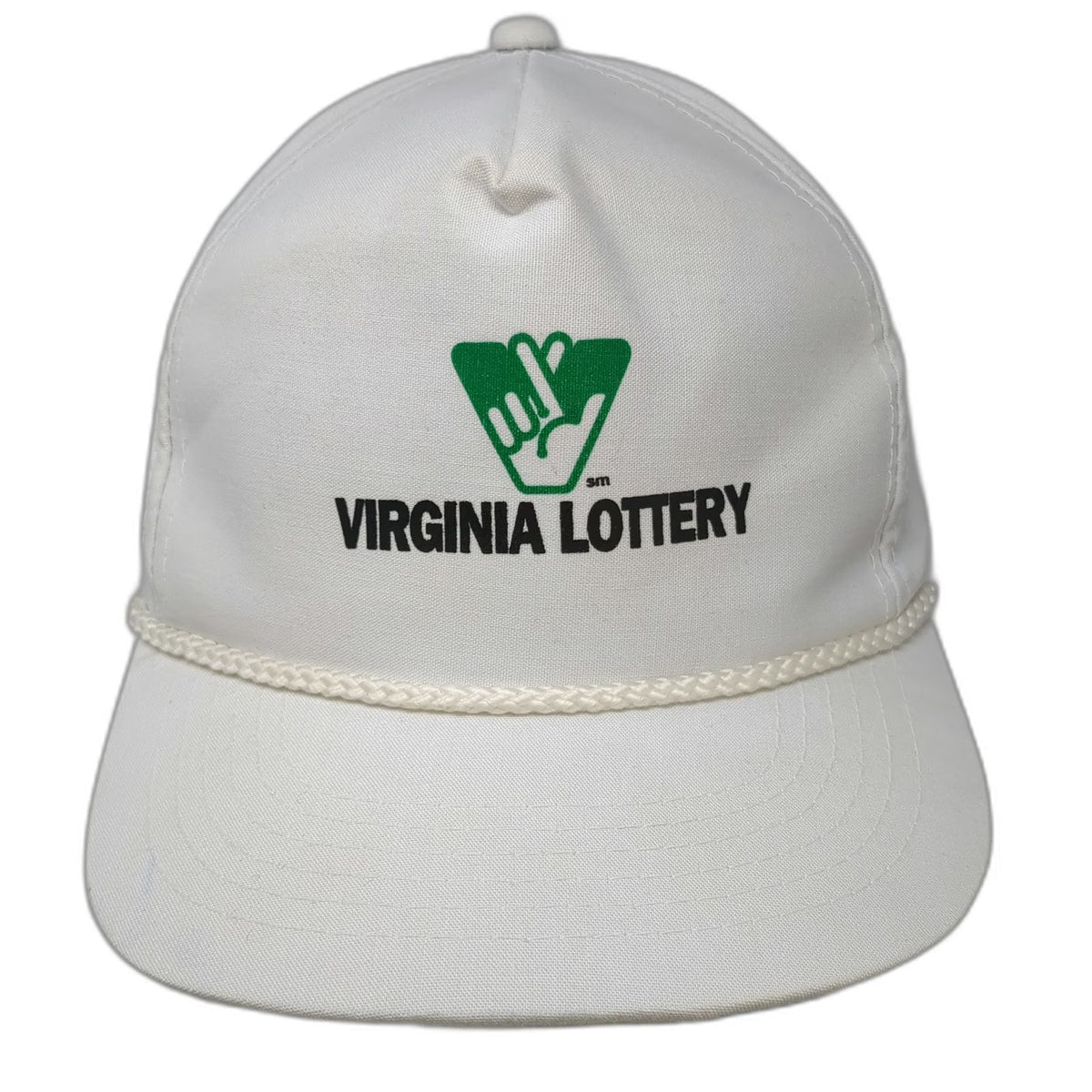 L/A Headwear 5 Panel White One Size Virginia Lottery Green Rope Snapback Hat