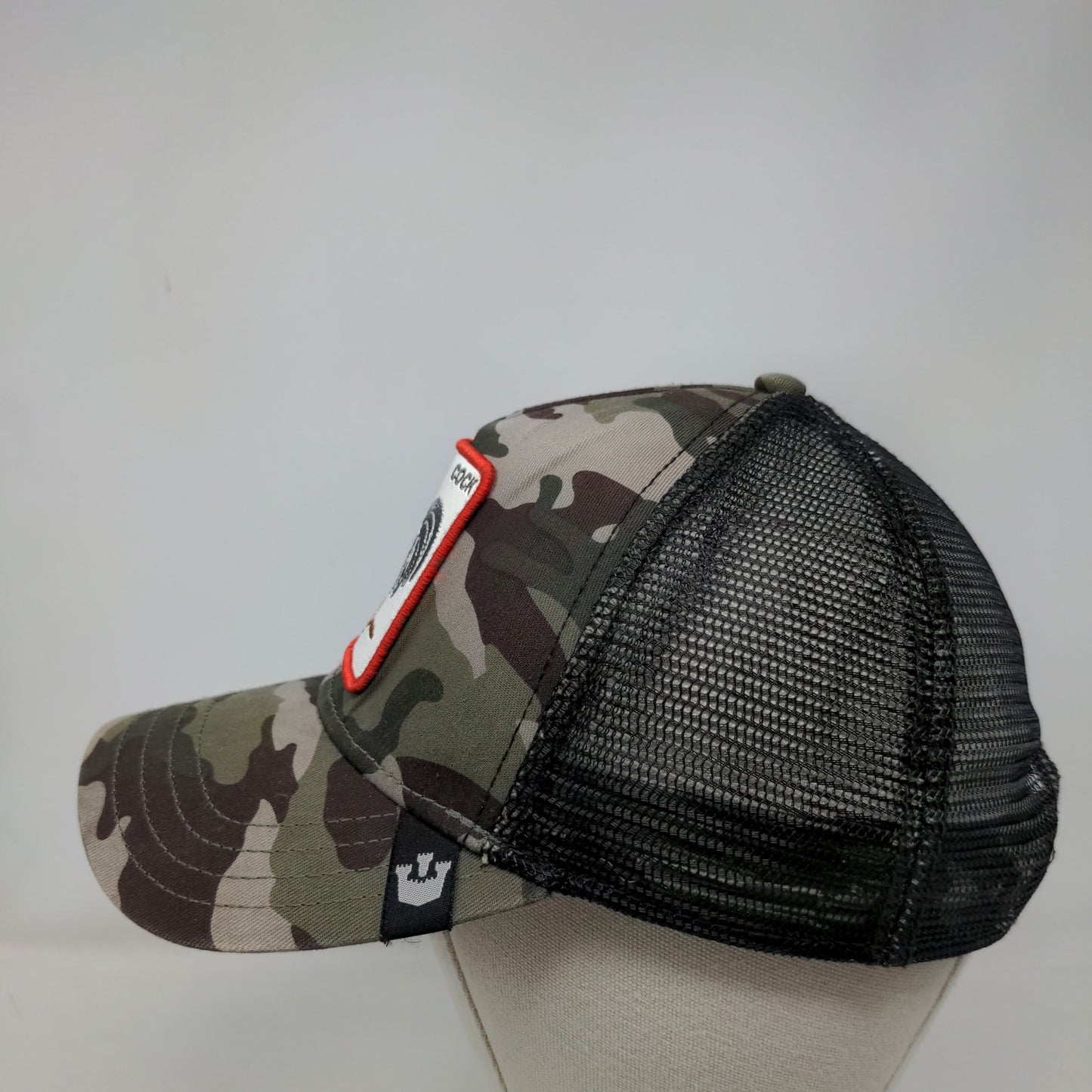 Goorin Bro's Snapback Mesh Back Trucker Camo Hat Rooster Patch Logo