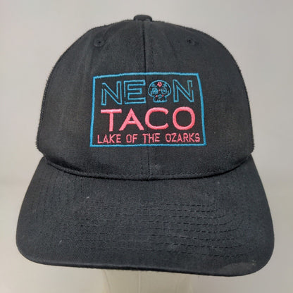 Yupoong Men's Snapback Mesh Back Hat Black Neon Taco Lake of the Ozarks Logo