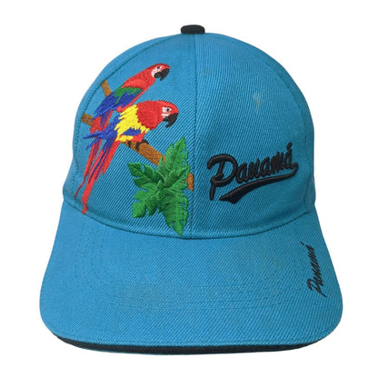 Panaman Strapback Hat Blue One Size Adjustable Embroidered Parrot Mega Sport