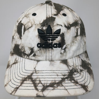 Adidas Baseball Cap Black White One Size Tie Dye Trefoil Logo Strap Buckle Hat