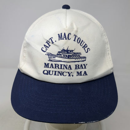 YoungAn Trucker Hat White Blue One Size Capt Mac Tours Quincy MA Marina Bay