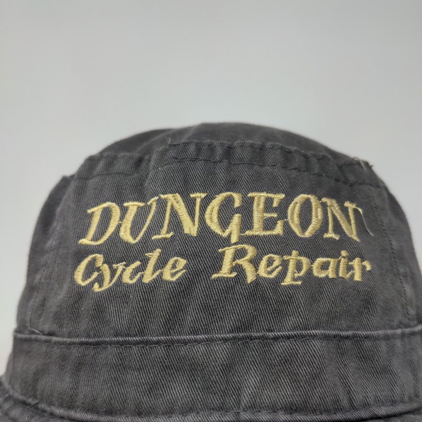 Otto Men's Butcket Hat Gray Size Small Embroidered Dungeon Cycle Repair Logo